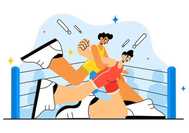 People boxing in ring  Illustration