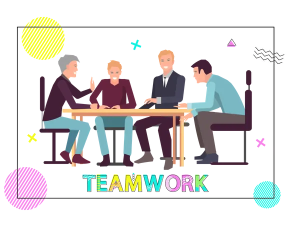 Business Meeting Concept With People Communicating In Conference Room Boss Giving Presentation For Employees Workers Brainstorming Meeting And Teambuilding Colleagues Discuss Business Development Illustration