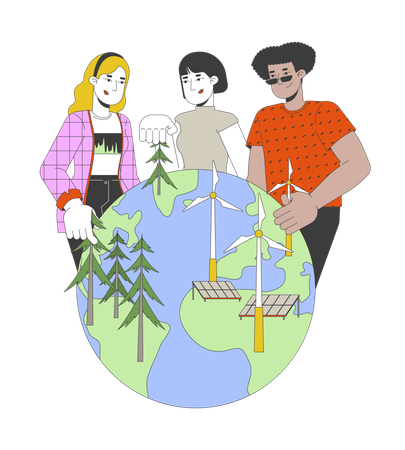 People Building renewable planet  Illustration