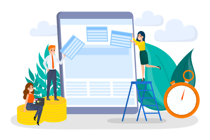 People building website  Illustration