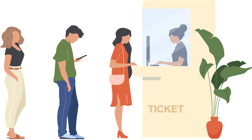 People buy ticket Illustration