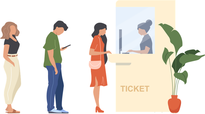 People buy ticket  Illustration