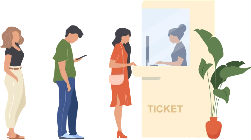 People buy ticket  Illustration