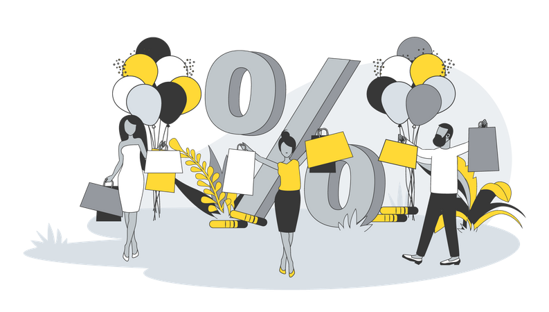 People buying goods during discount Illustration