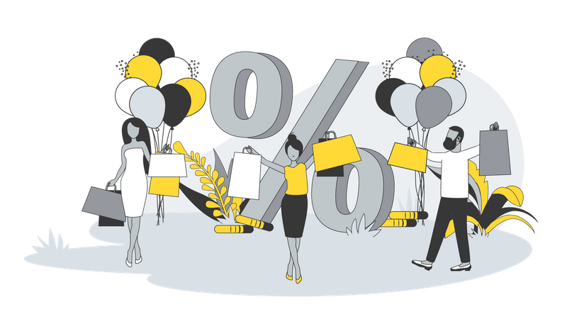 People buying goods during discount  Illustration