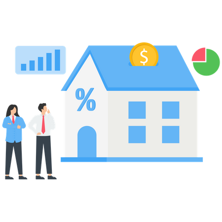 People Buying Home with Mortgage Illustration
