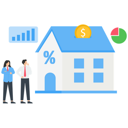 People Buying Home with Mortgage  Illustration