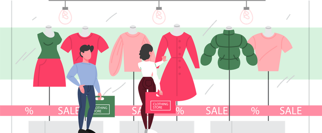 People buying new clothes  Illustration