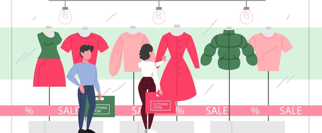 People buying new clothes  Illustration