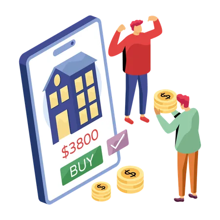 People buying new online home  Illustration