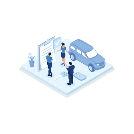 People buying or renting car  Illustration