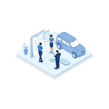 People buying or renting car  Illustration