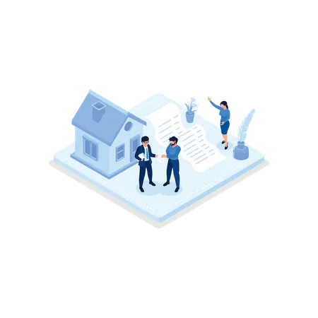 People buying property with mortgage  Illustration