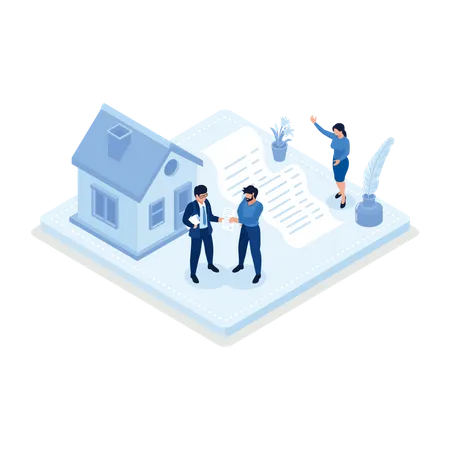 People buying property with mortgage  Illustration