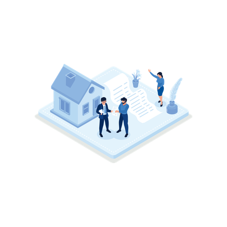 People buying property with mortgage  Illustration