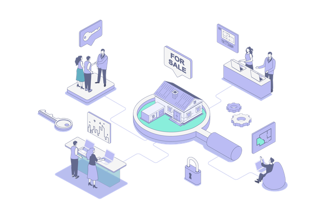 People buying real estate house  Illustration