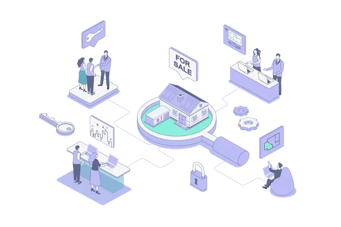 People buying real estate house  Illustration