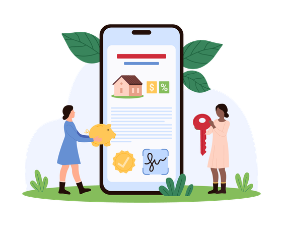 People Buying real estate property online  Illustration