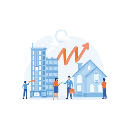 People buying  real estate with market growth  イラスト
