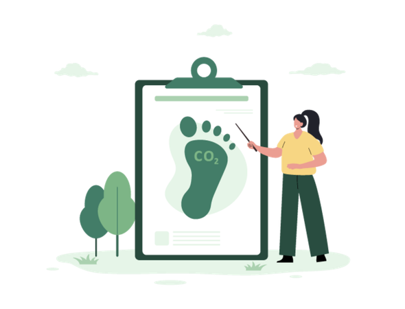 People calculate emissions from factories  Illustration