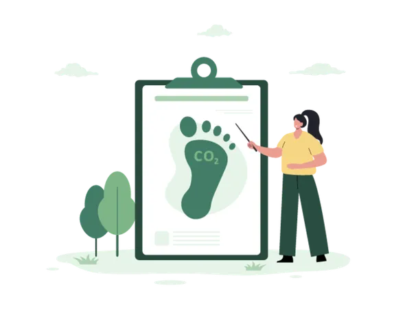 People calculate emissions from factories  Illustration