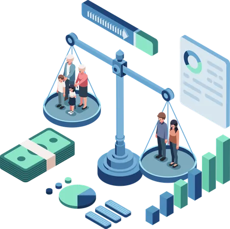 People calculating age dependency ratio  Illustration