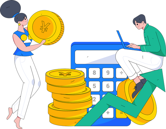 People calculating financial growth  Illustration