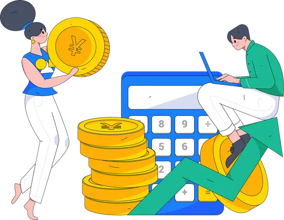 People calculating financial growth  Illustration