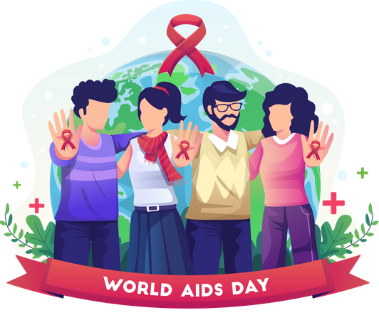 People campaigning about World AIDS Day  Illustration