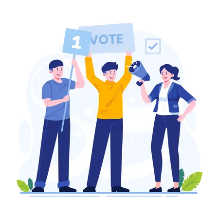 People campaigning at election time  Illustration