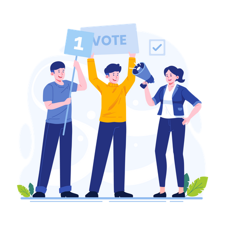 People campaigning at election time  Illustration