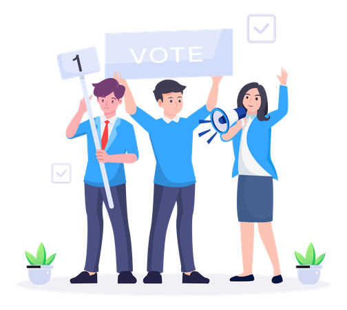 People campaigning at election time  Illustration