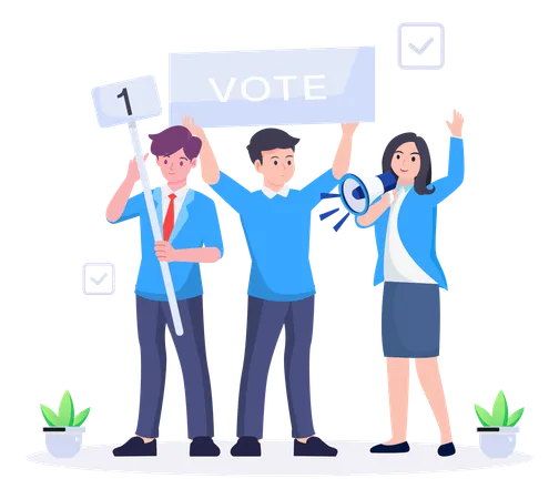 People campaigning at election time  Illustration