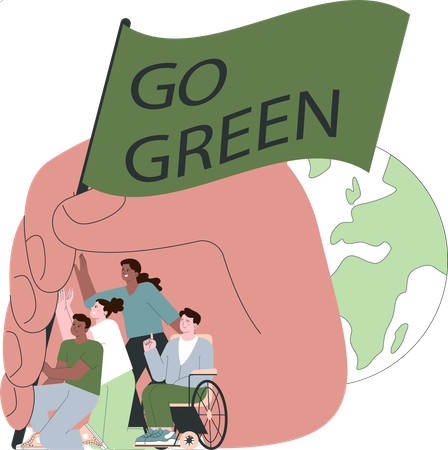 People campaigns for green environment  Illustration