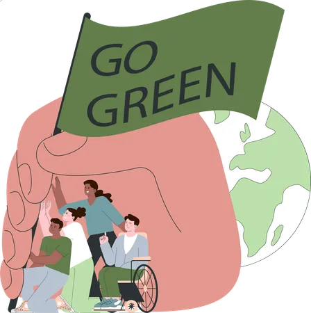 People campaigns for green environment  Illustration