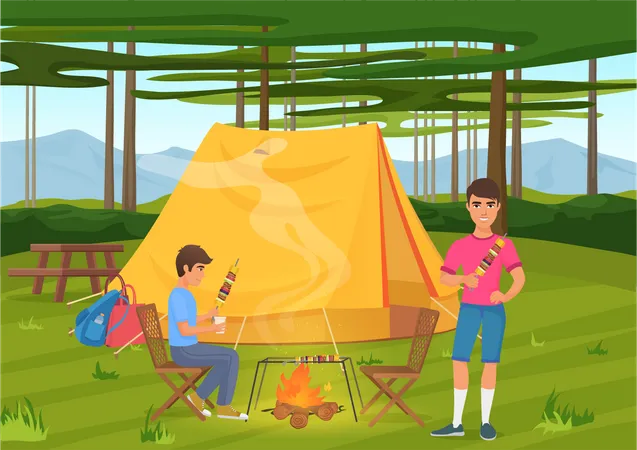 People camping  Illustration