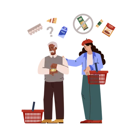 People cannot afford expensive food due to global food shortage  Illustration