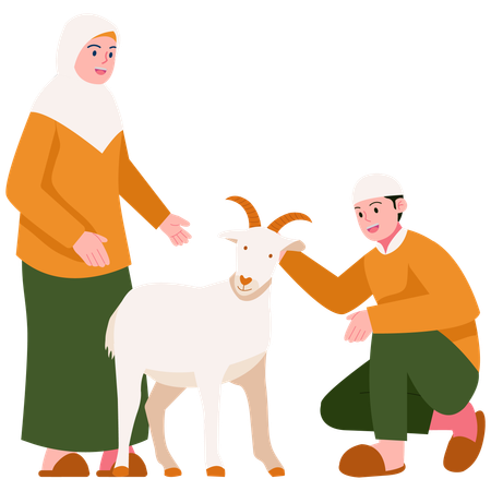 People caring for Goat  Illustration