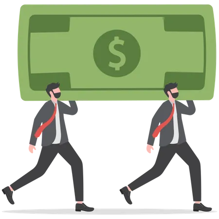 People Carry The Money Dollar Banknote Metaphor Of Capital Salary Or Income Wages To Pay And Purchase Value Banking And Investment Tax Economic And Inflation Concept Illustration
