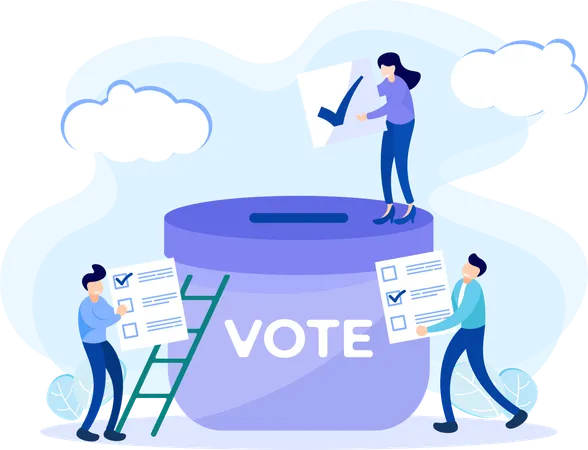 People casting vote in vote  Illustration