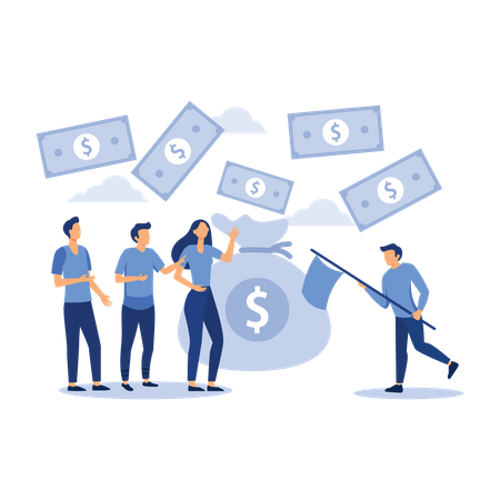 People catching money  Illustration