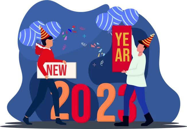 People celebrate 2023 new year Illustration