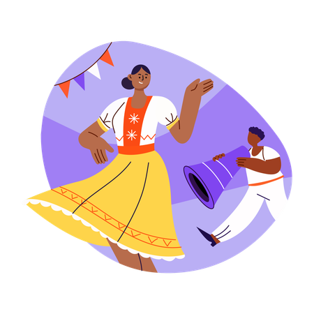 People Celebrate and dancing in Festival  Illustration