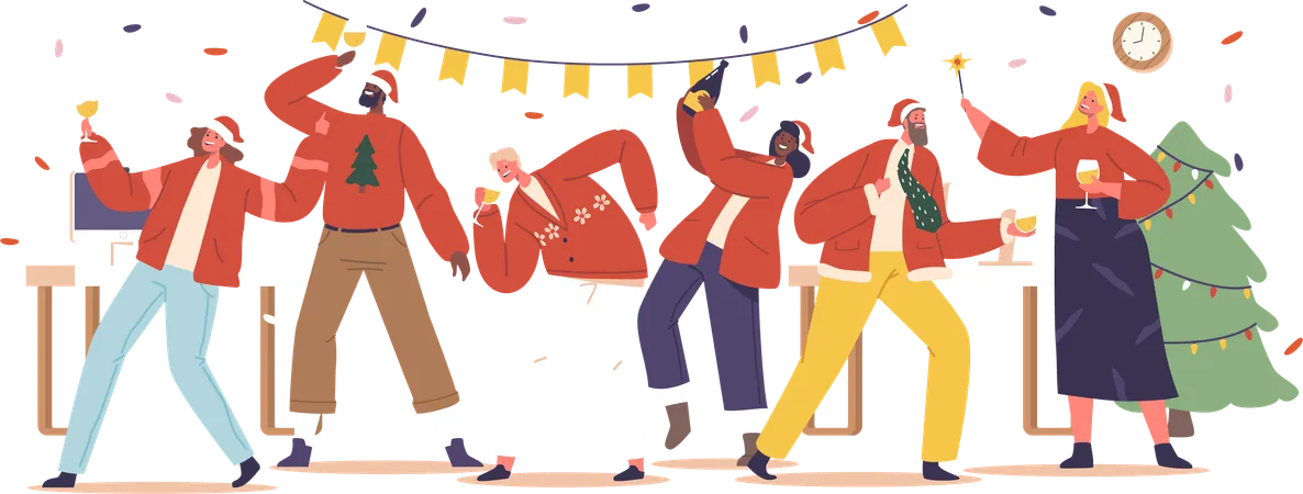 People celebrate Christmas Party  Illustration