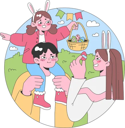 People celebrate easter day  イラスト