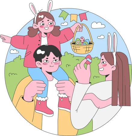 People celebrate easter day  Illustration