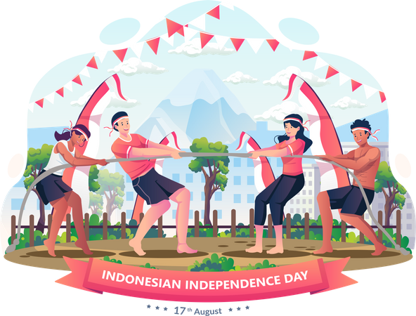 People celebrate Indonesian Independence Day  Illustration