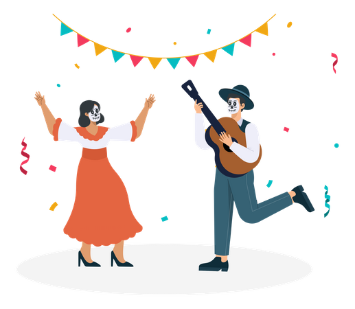 People celebrate mexican festival Illustration