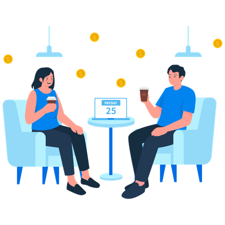 People Celebrate Payday  Illustration