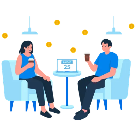 People Celebrate Payday  Illustration
